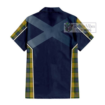 Fraser Yellow Tartan Short Sleeve Button Shirt with Family Crest and Lion Rampant Vibes Sport Style