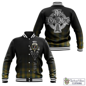 Fraser Yellow Tartan Baseball Jacket Featuring Alba Gu Brath Family Crest Celtic Inspired