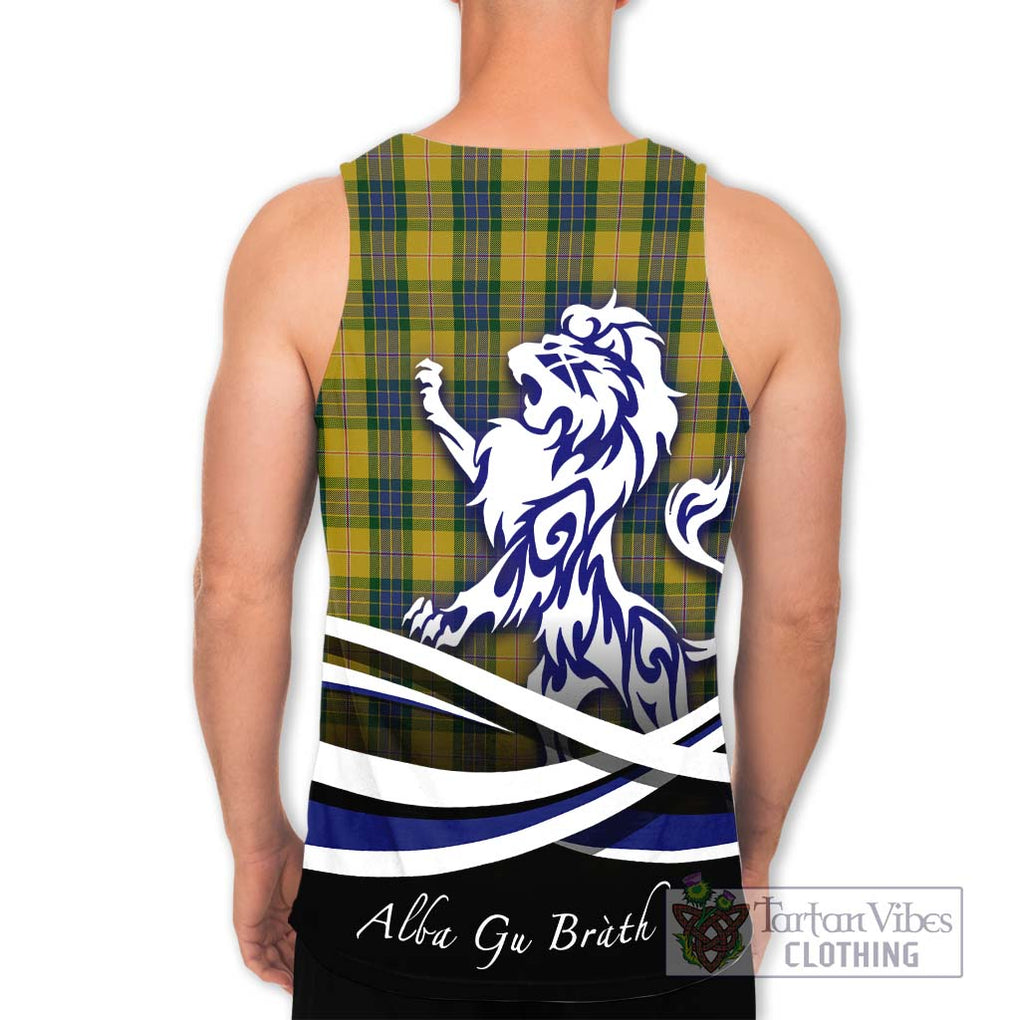 Fraser Yellow Tartan Men's Tank Top with Alba Gu Brath Regal Lion Emblem - Tartanvibesclothing Shop