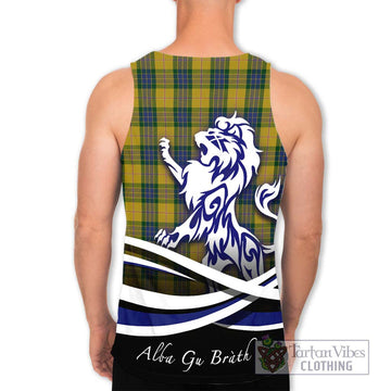 Fraser Yellow Tartan Men's Tank Top with Alba Gu Brath Regal Lion Emblem