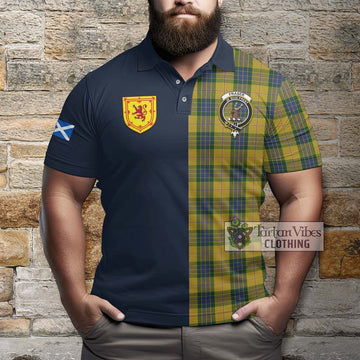 Fraser Yellow Tartan Polo Shirt Alba with Scottish Lion Royal Arm Half Style