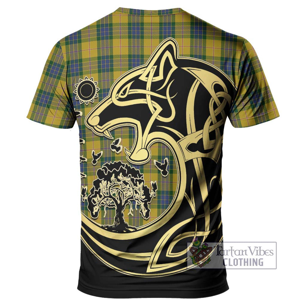 Fraser Yellow Tartan T-Shirt with Family Crest Celtic Wolf Style - Tartan Vibes Clothing