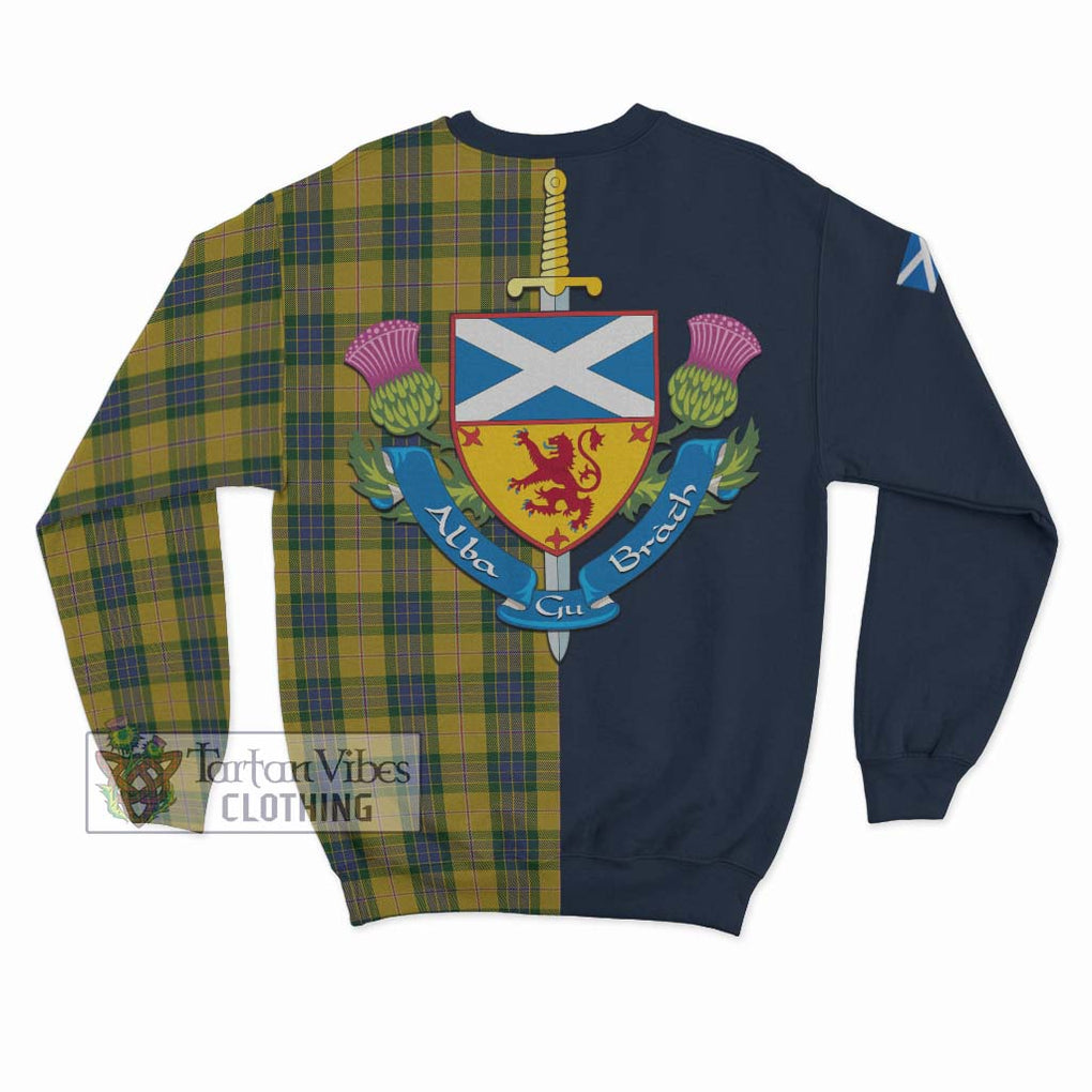 Tartan Vibes Clothing Fraser Yellow Tartan Sweatshirt with Scottish Lion Royal Arm Half Style