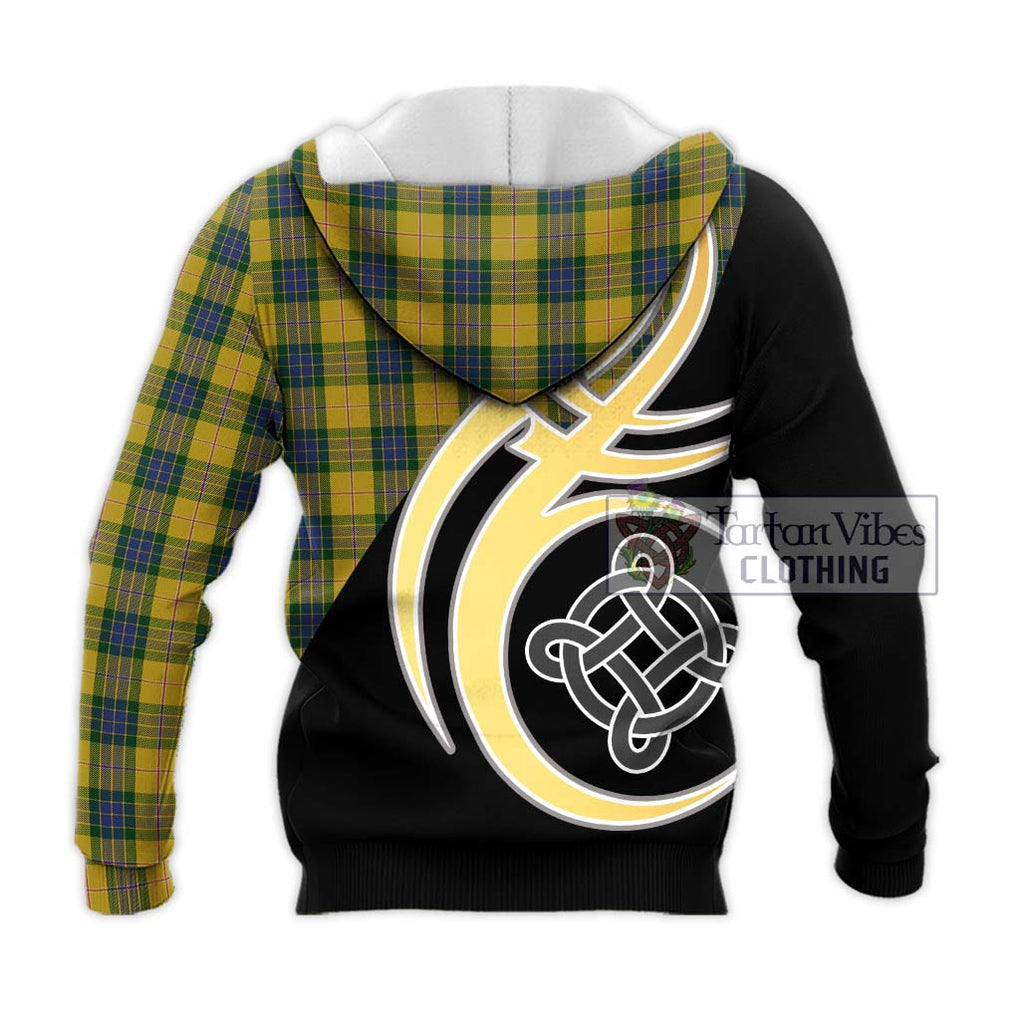 Fraser Yellow Tartan Knitted Hoodie with Family Crest and Celtic Symbol Style - Tartan Vibes Clothing