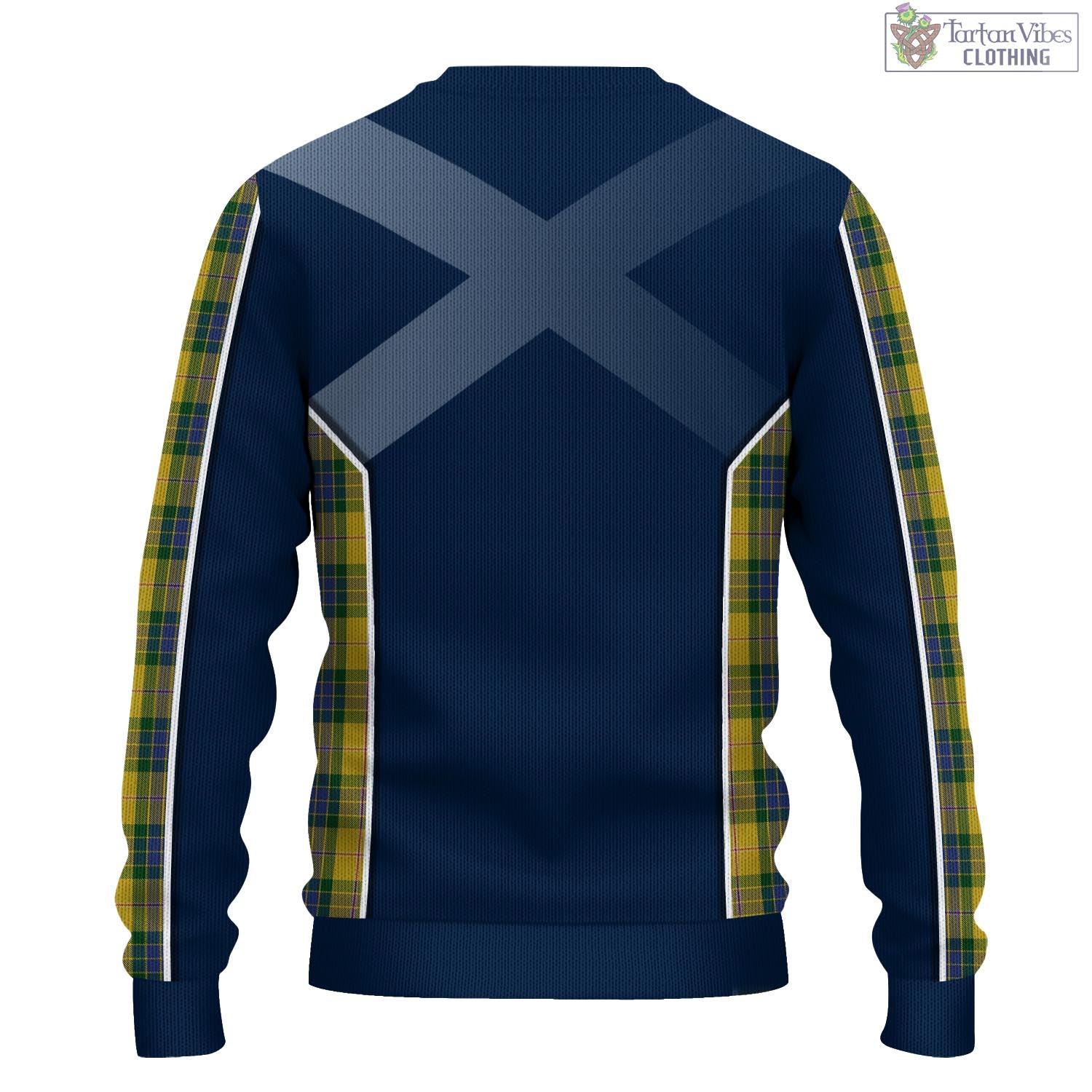 Tartan Vibes Clothing Fraser Yellow Tartan Knitted Sweatshirt with Family Crest and Scottish Thistle Vibes Sport Style