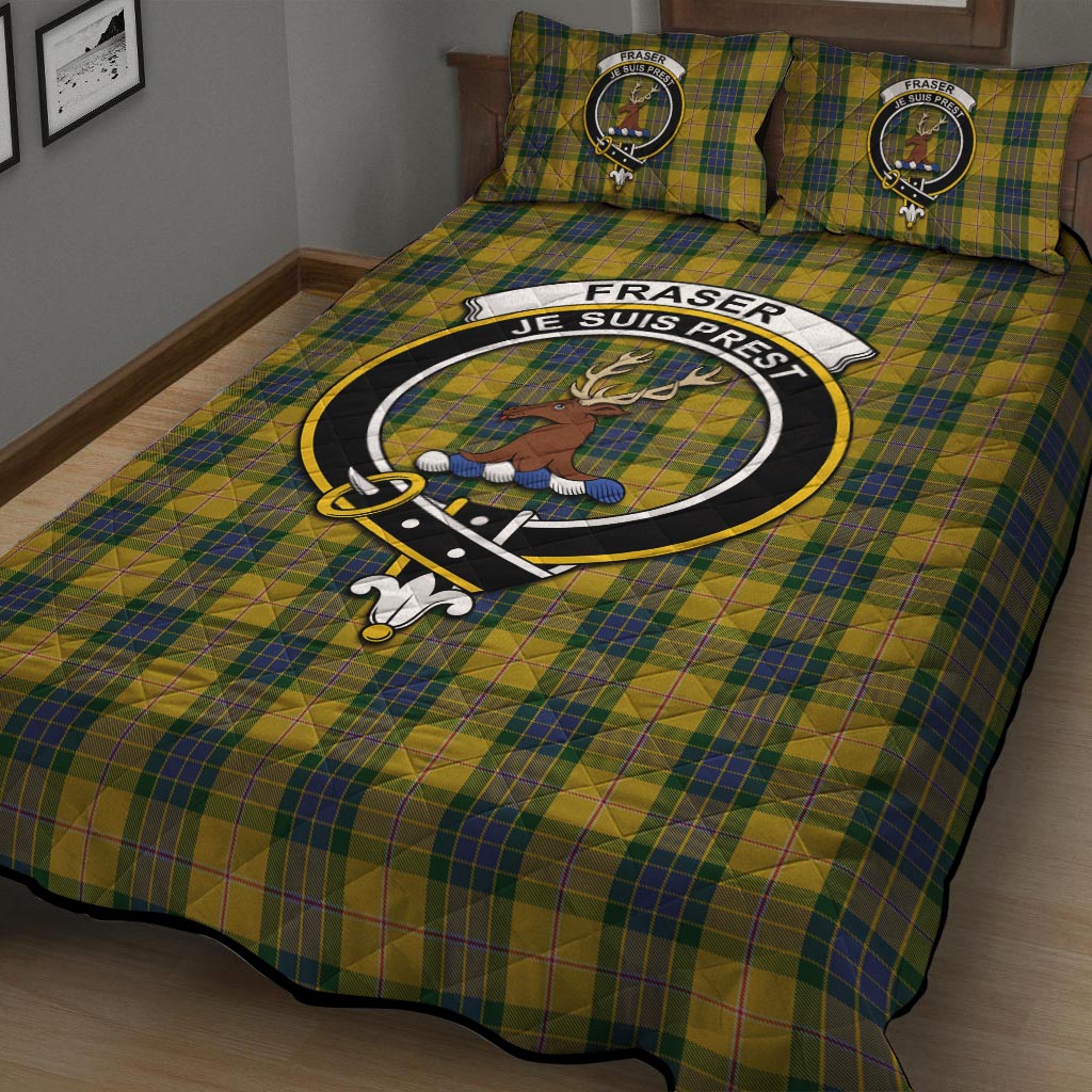 Fraser Yellow Tartan Quilt Bed Set with Family Crest - Tartan Vibes Clothing