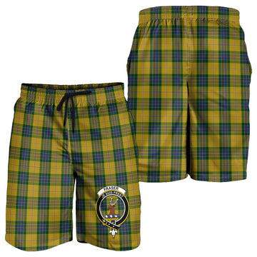 Fraser Yellow Tartan Mens Shorts with Family Crest