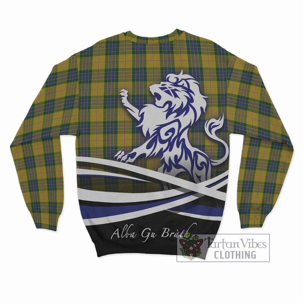 Fraser Yellow Tartan Sweatshirt with Alba Gu Brath Regal Lion Emblem - Tartanvibesclothing Shop