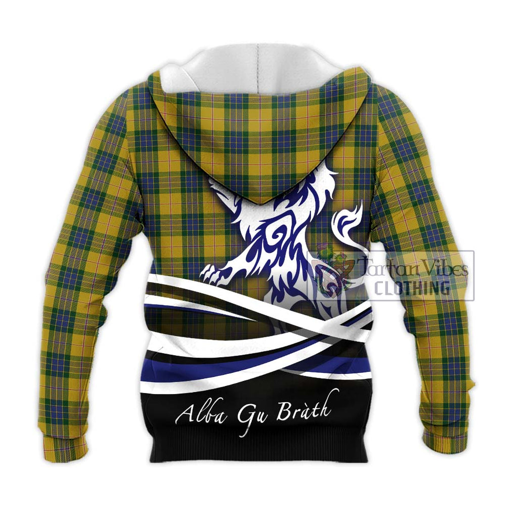 Fraser Yellow Tartan Knitted Hoodie with Alba Gu Brath Regal Lion Emblem - Tartanvibesclothing Shop