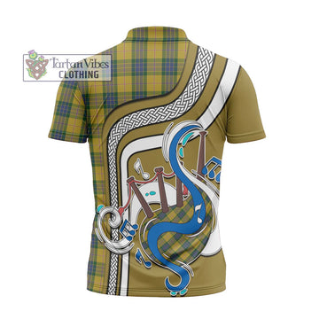 Fraser Yellow Tartan Zipper Polo Shirt with Epic Bagpipe Style