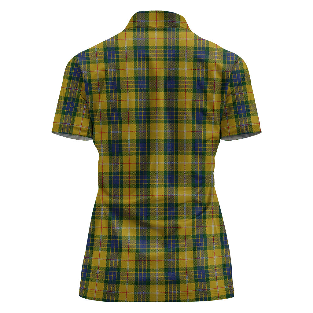 Fraser Yellow Tartan Polo Shirt with Family Crest For Women - Tartan Vibes Clothing