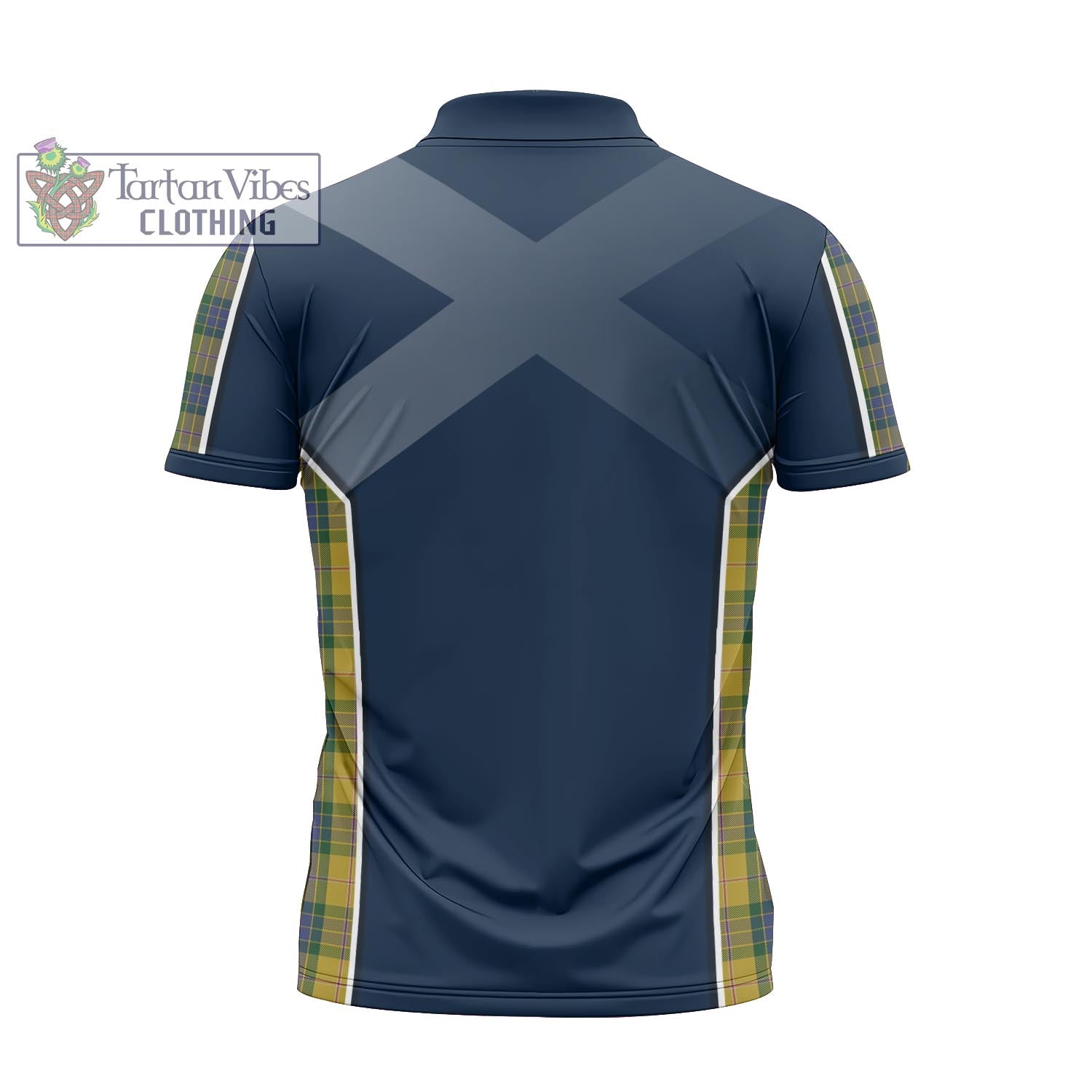 Tartan Vibes Clothing Fraser Yellow Tartan Zipper Polo Shirt with Family Crest and Scottish Thistle Vibes Sport Style