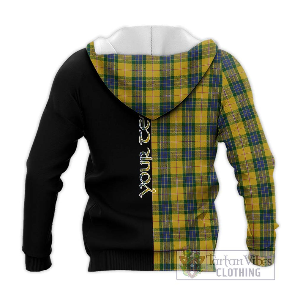 Fraser Yellow Tartan Knitted Hoodie with Family Crest and Half Of Me Style - Tartanvibesclothing Shop