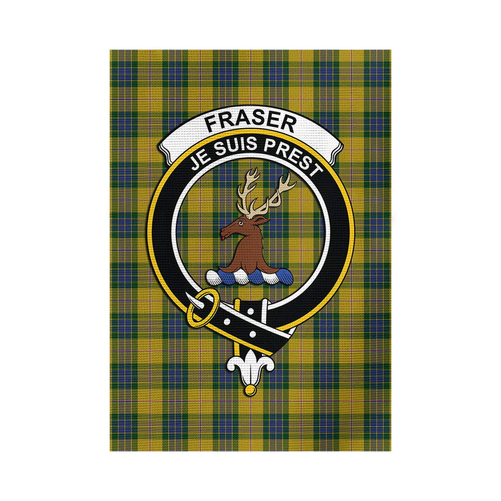 Fraser Yellow Tartan Flag with Family Crest - Tartan Vibes Clothing