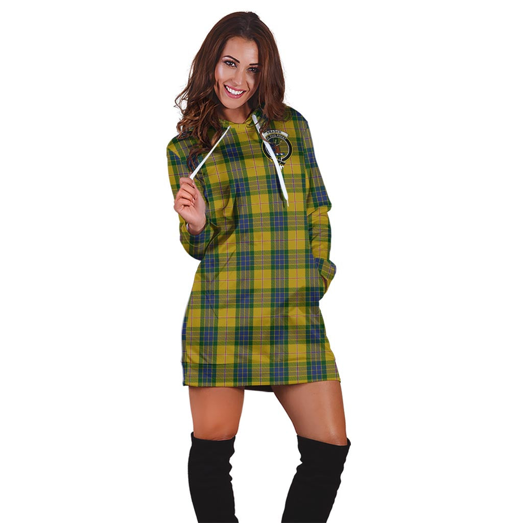 Fraser Yellow Tartan Hoodie Dress with Family Crest - Tartan Vibes Clothing