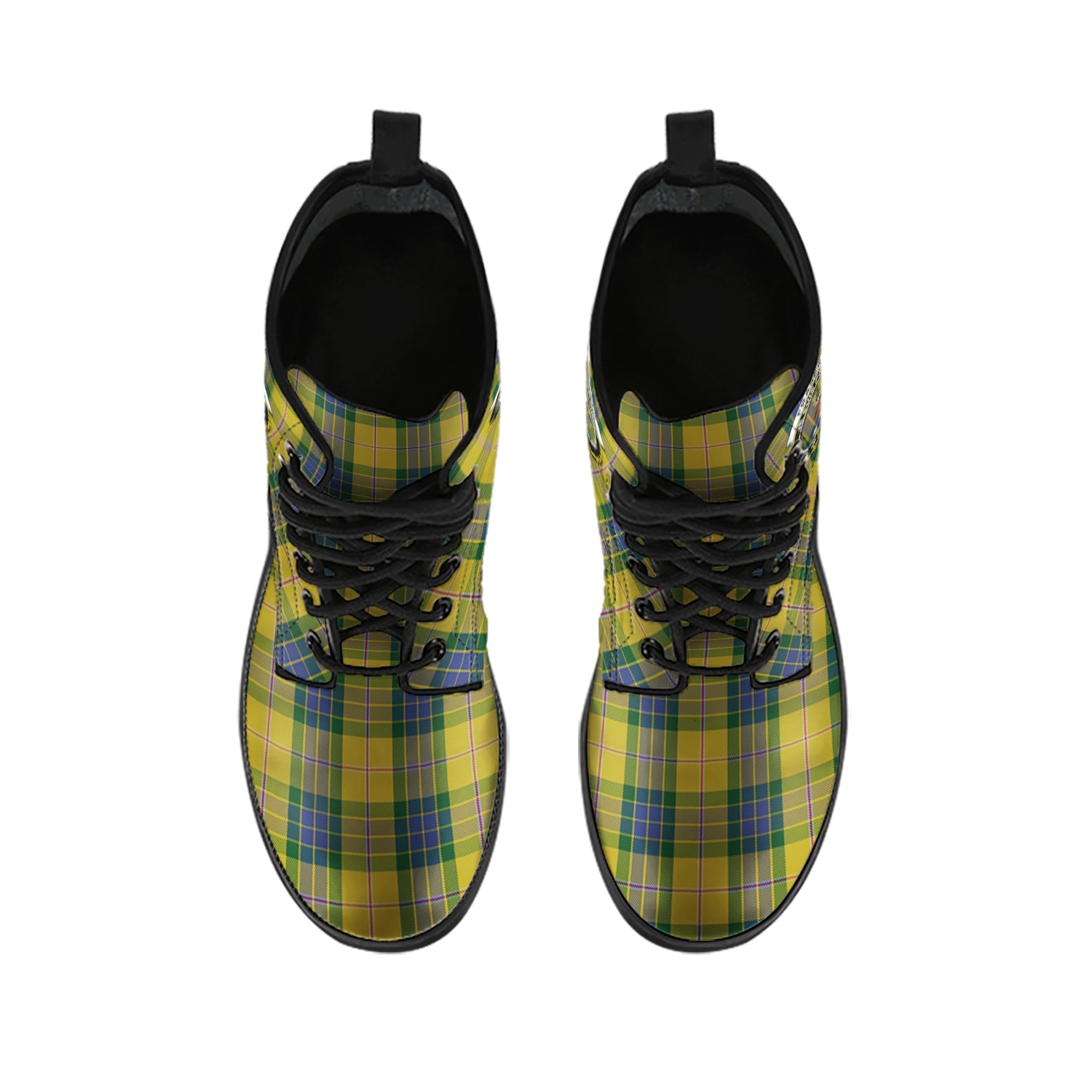 fraser-yellow-tartan-leather-boots-with-family-crest