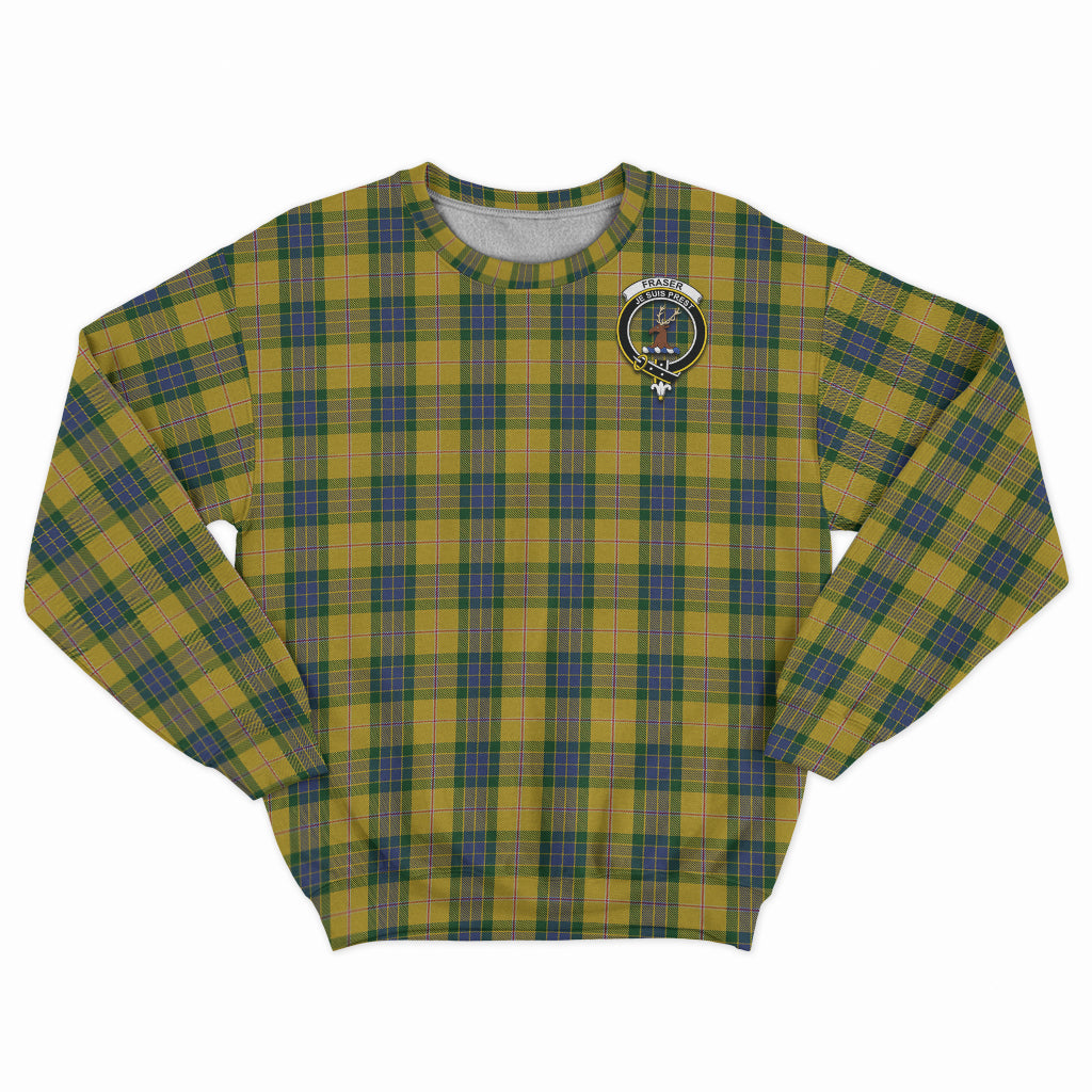 Fraser Yellow Tartan Sweatshirt with Family Crest - Tartan Vibes Clothing