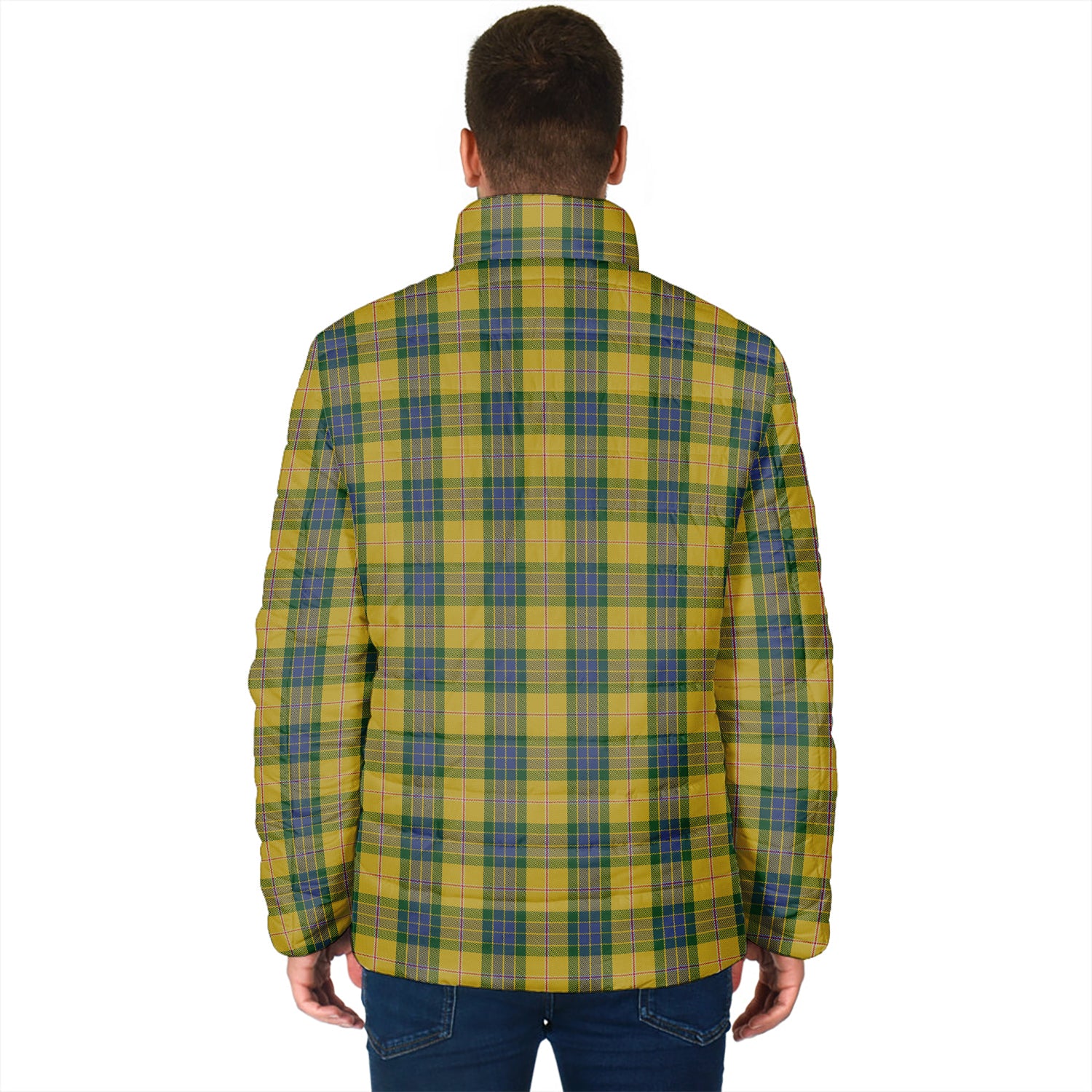 Fraser Yellow Tartan Padded Jacket with Family Crest - Tartan Vibes Clothing