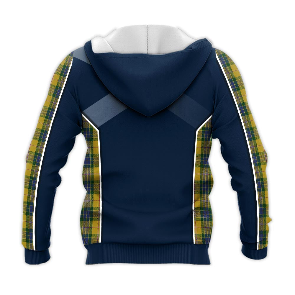 Tartan Vibes Clothing Fraser Yellow Tartan Knitted Hoodie with Family Crest and Scottish Thistle Vibes Sport Style