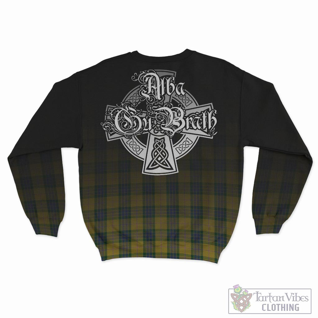 Tartan Vibes Clothing Fraser Yellow Tartan Sweatshirt Featuring Alba Gu Brath Family Crest Celtic Inspired