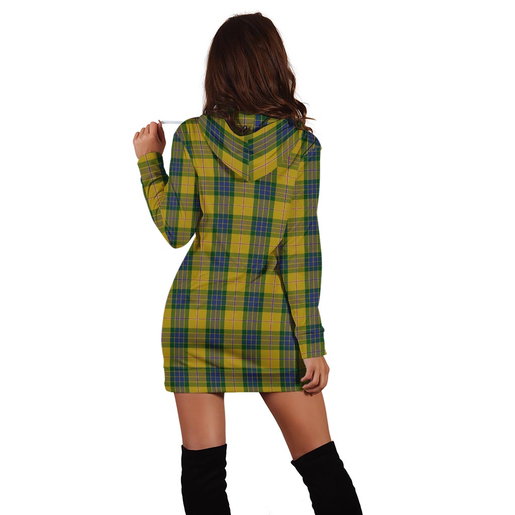 Fraser Yellow Tartan Hoodie Dress with Family Crest - Tartan Vibes Clothing