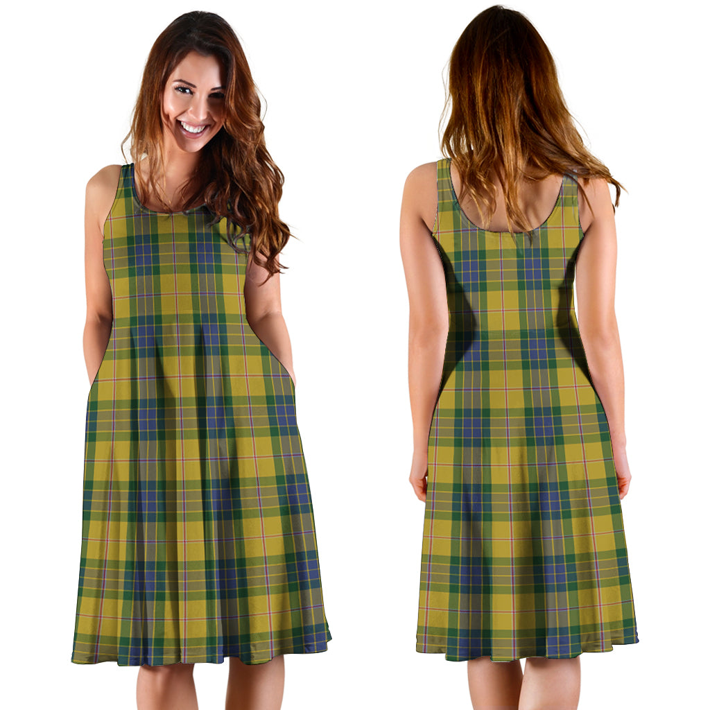 fraser-yellow-tartan-sleeveless-midi-womens-dress