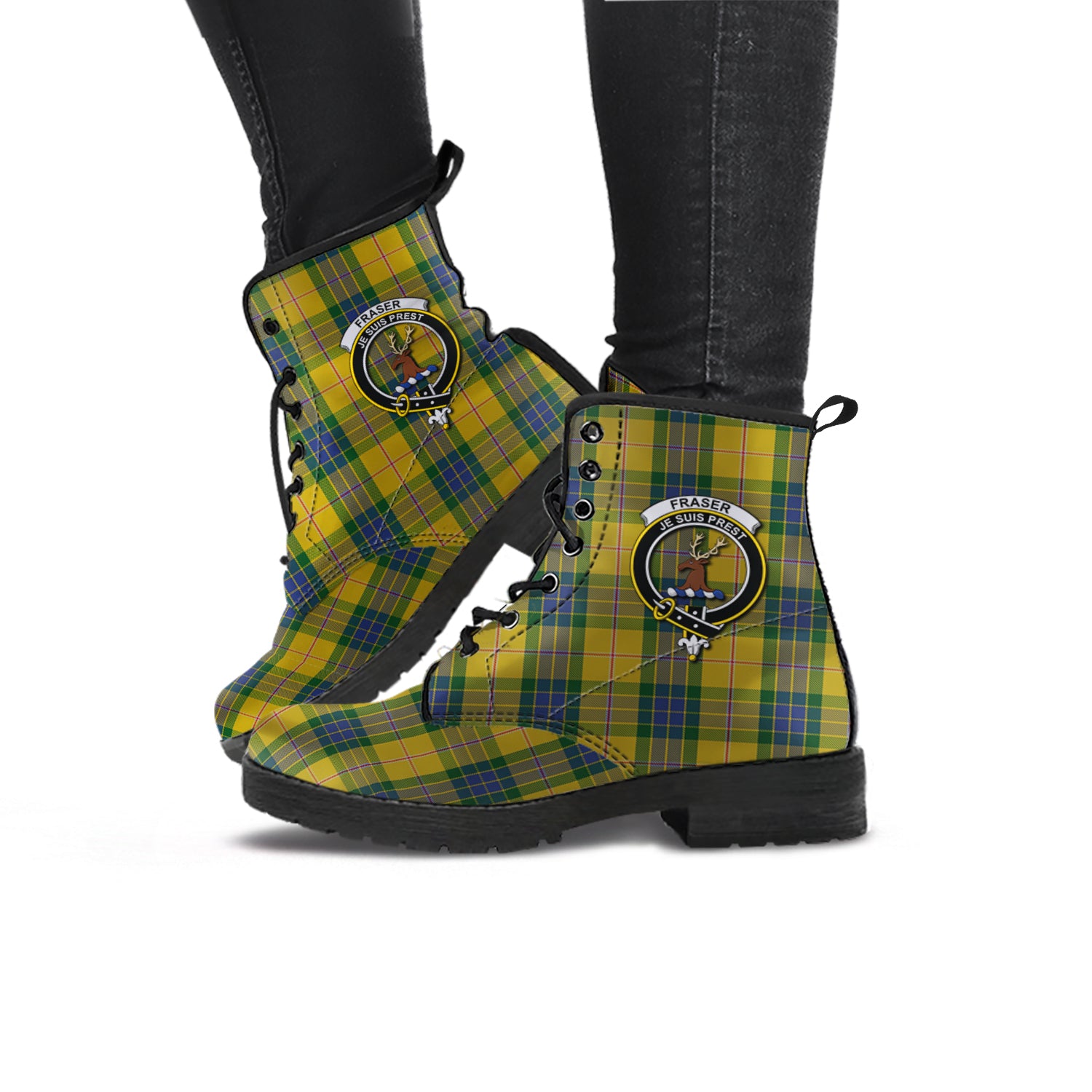 fraser-yellow-tartan-leather-boots-with-family-crest