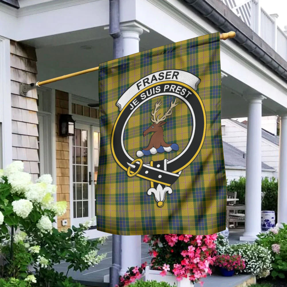 Fraser Yellow Tartan Flag with Family Crest - Tartan Vibes Clothing