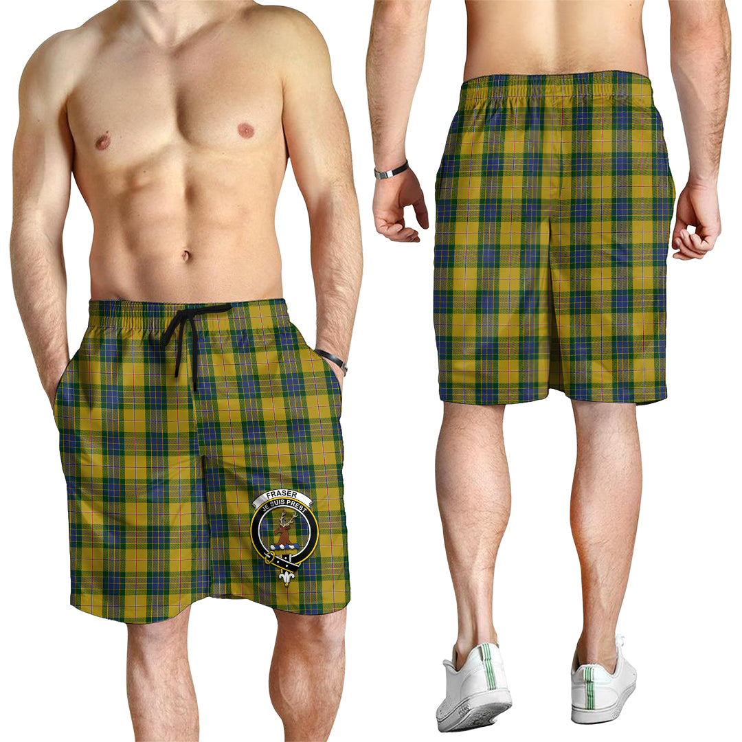 fraser-yellow-tartan-mens-shorts-with-family-crest