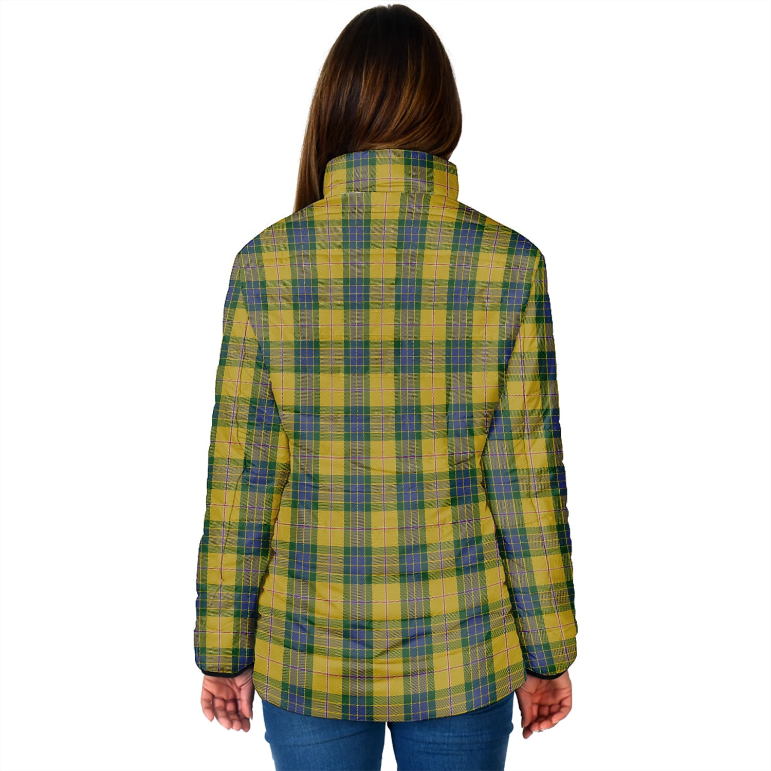 Fraser Yellow Tartan Padded Jacket with Family Crest - Tartan Vibes Clothing