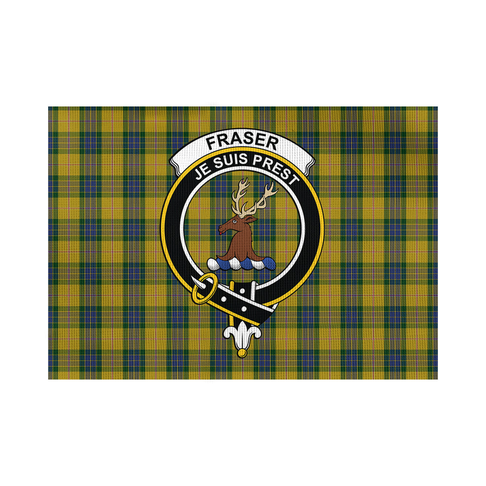 Fraser Yellow Tartan Flag with Family Crest - Tartan Vibes Clothing