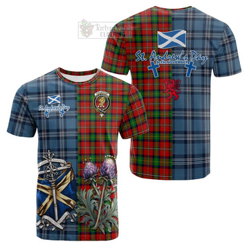 Fullerton Tartan Cotton T-shirt Happy St. Andrew's Day Half Tartan Style Kid's Shirt - Tartan Vibes Clothing
