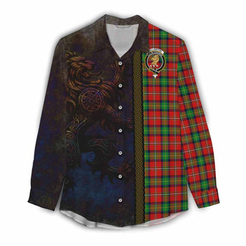 Fullerton Tartan Family Crest Women's Casual Shirt Alba Gu Brath Be Brave Lion Ancient Style Female - Tartan Vibes Clothing