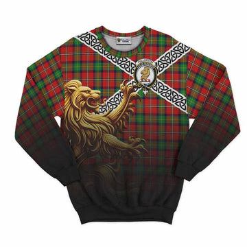 Fullerton Crest Tartan Sweatshirt with Golden Lion Emblem Celtic Style Unisex - Tartan Vibes Clothing