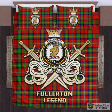 Fullerton Tartan Bedding Set with Clan Crest and the Golden Sword of Courageous Legacy