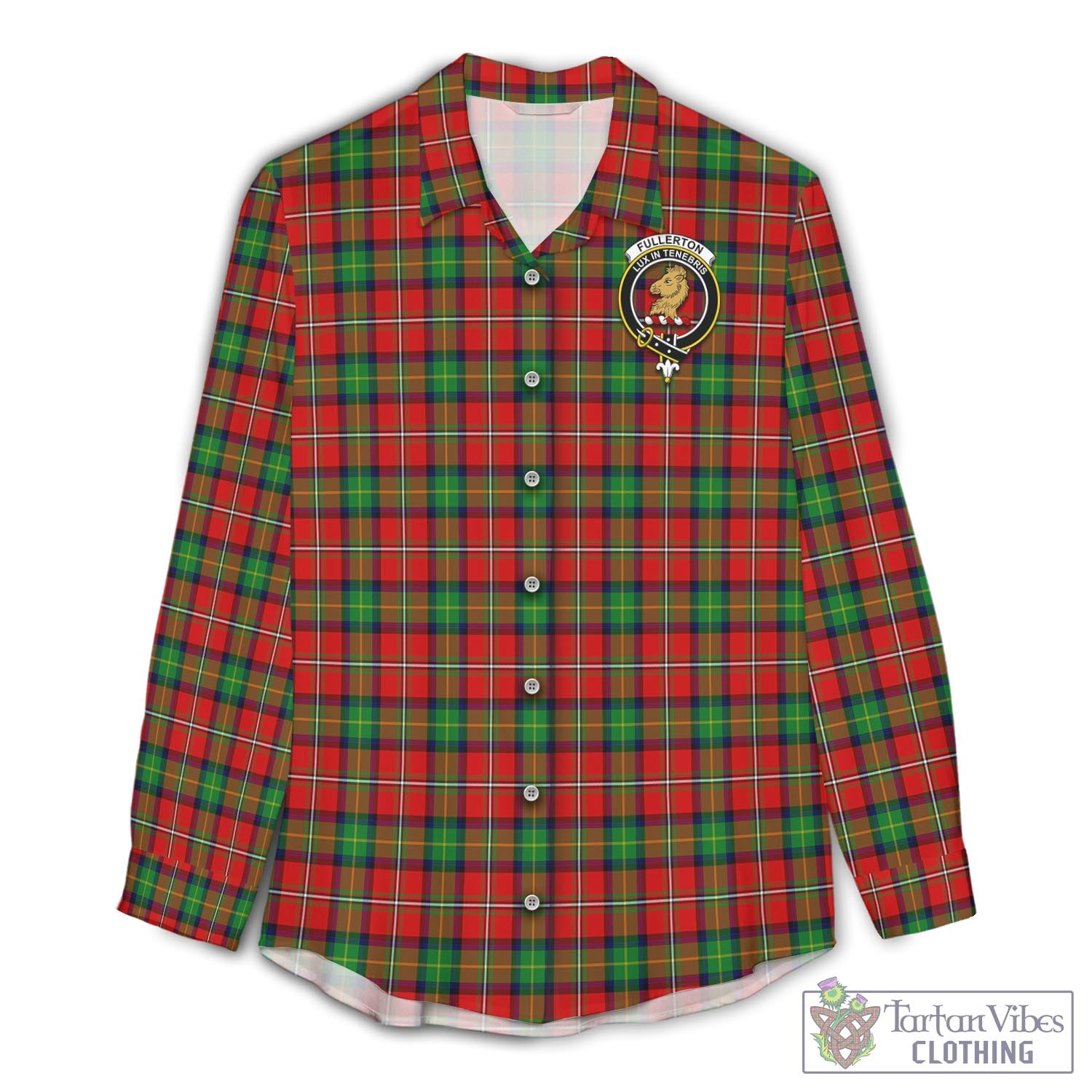 Tartan Vibes Clothing Fullerton Tartan Womens Casual Shirt with Family Crest