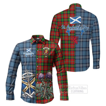 Fullerton Tartan Long Sleeve Button Shirt Happy St. Andrew's Day Half Tartan Style