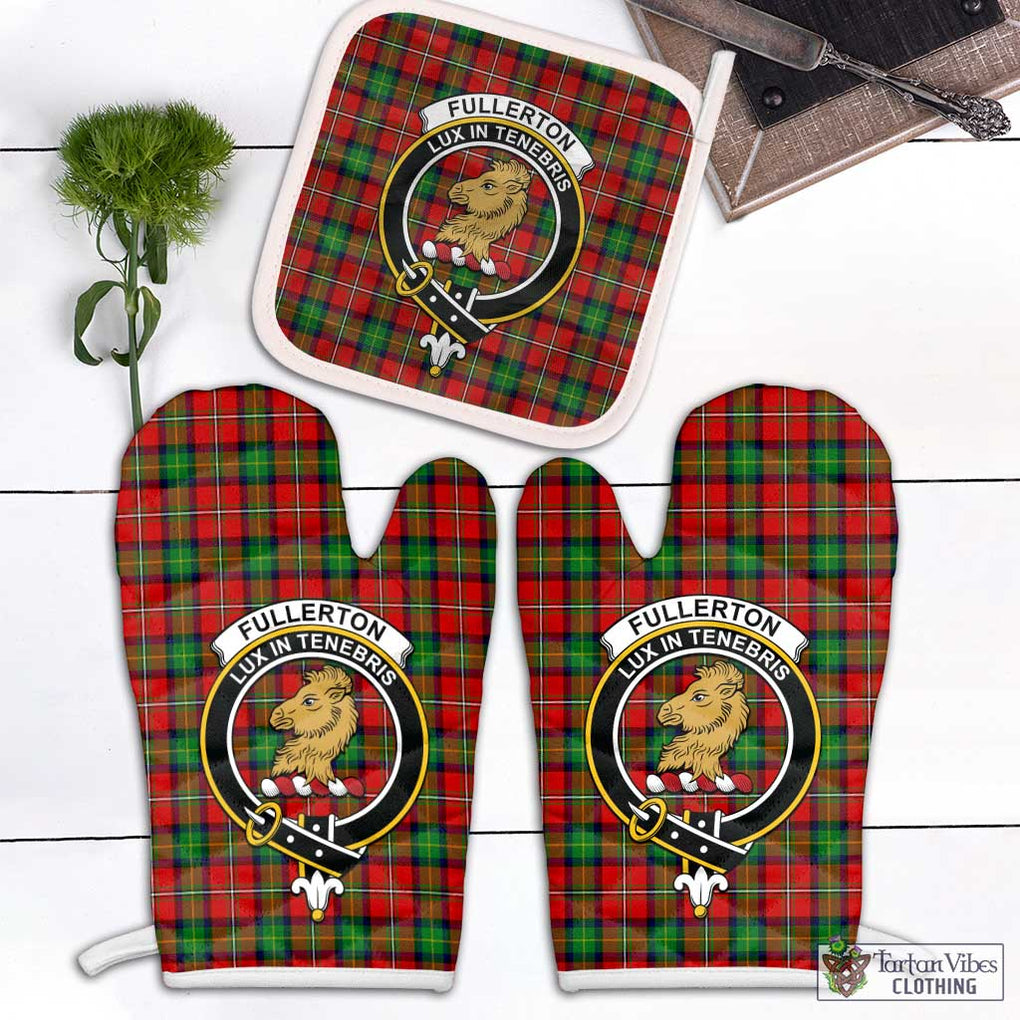 Fullerton Tartan Combo Oven Mitt & Pot-Holder with Family Crest Combo 1 Oven Mitt & 1 Pot-Holder White - Tartan Vibes Clothing