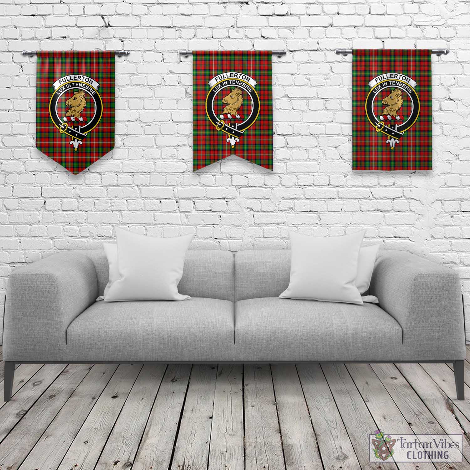 Tartan Vibes Clothing Fullerton Tartan Gonfalon, Tartan Banner with Family Crest