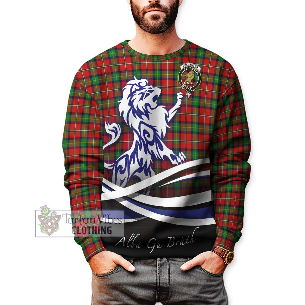 Fullerton Tartan Sweatshirt with Alba Gu Brath Regal Lion Emblem Unisex - Tartanvibesclothing Shop