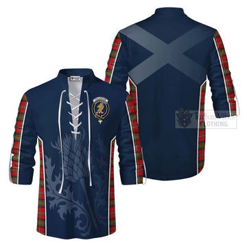 Fullerton Tartan Ghillie Kilt Shirt with Family Crest and Scottish Thistle Vibes Sport Style Men - Tartan Vibes Clothing