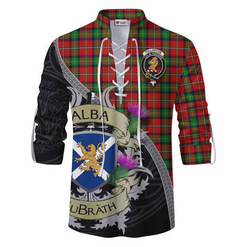 Fullerton Tartan Family Crest Ghillie Kilt Shirt Lion Rampant Royal Thistle Shield Celtic Inspired Men - Tartan Vibes Clothing