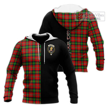 Fullerton Tartan Knitted Hoodie with Family Crest and Half Of Me Style