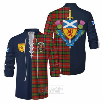 Fullerton Tartan Ghillie Kilt Shirt Alba with Scottish Lion Royal Arm Half Style Men - Tartan Vibes Clothing