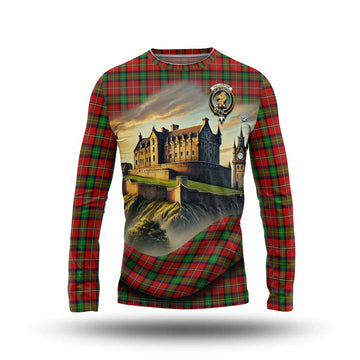 Fullerton Tartan Family Crest Long Sleeve T-Shirt with Scottish Ancient Castle Style Unisex - Tartan Vibes Clothing