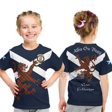 Fullerton Tartan Lion Rampant Kid T-Shirt Proudly Display Your Heritage with Alba Gu Brath and Clan Name - Tartan Vibes Clothing