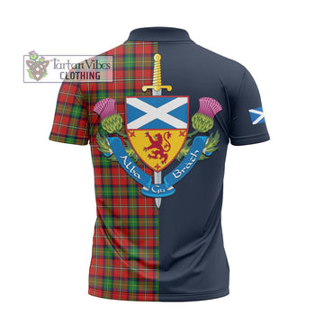 Fullerton Tartan Zipper Polo Shirt Alba with Scottish Lion Royal Arm Half Style