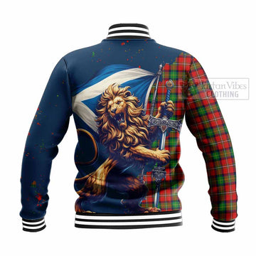 Fullerton Tartan Family Crest Baseball Jacket with Scottish Majestic Lion - Tartan Vibes Clothing