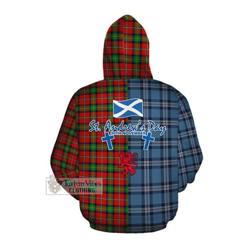 Fullerton Tartan Cotton Hoodie Happy St. Andrew's Day Half Tartan Style Pullover Hoodie - Tartan Vibes Clothing