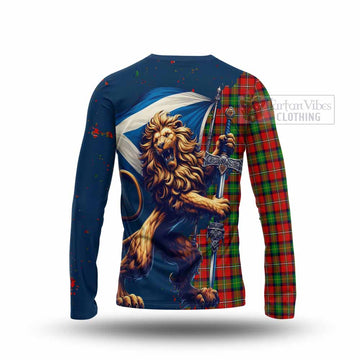 Fullerton Tartan Family Crest Long Sleeve T-Shirt with Scottish Majestic Lion - Tartan Vibes Clothing